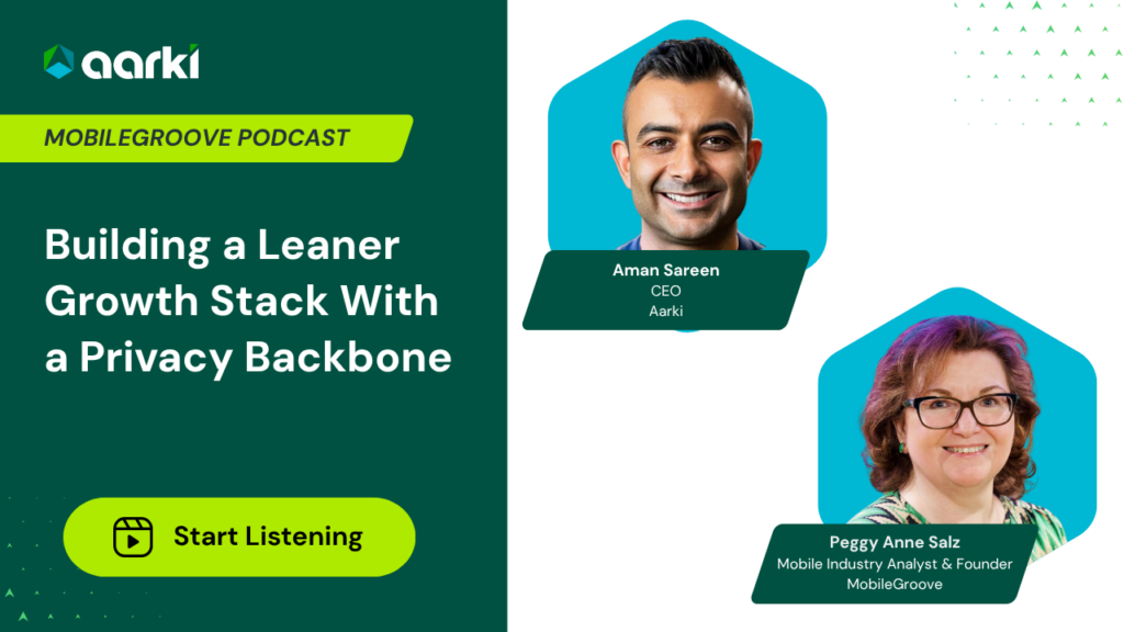 Podcast with Peggy Anne Salz and Aarki CEO, Aman Sareen on the topic " Building a Leaner Growth Stack With a Privacy Backbone"